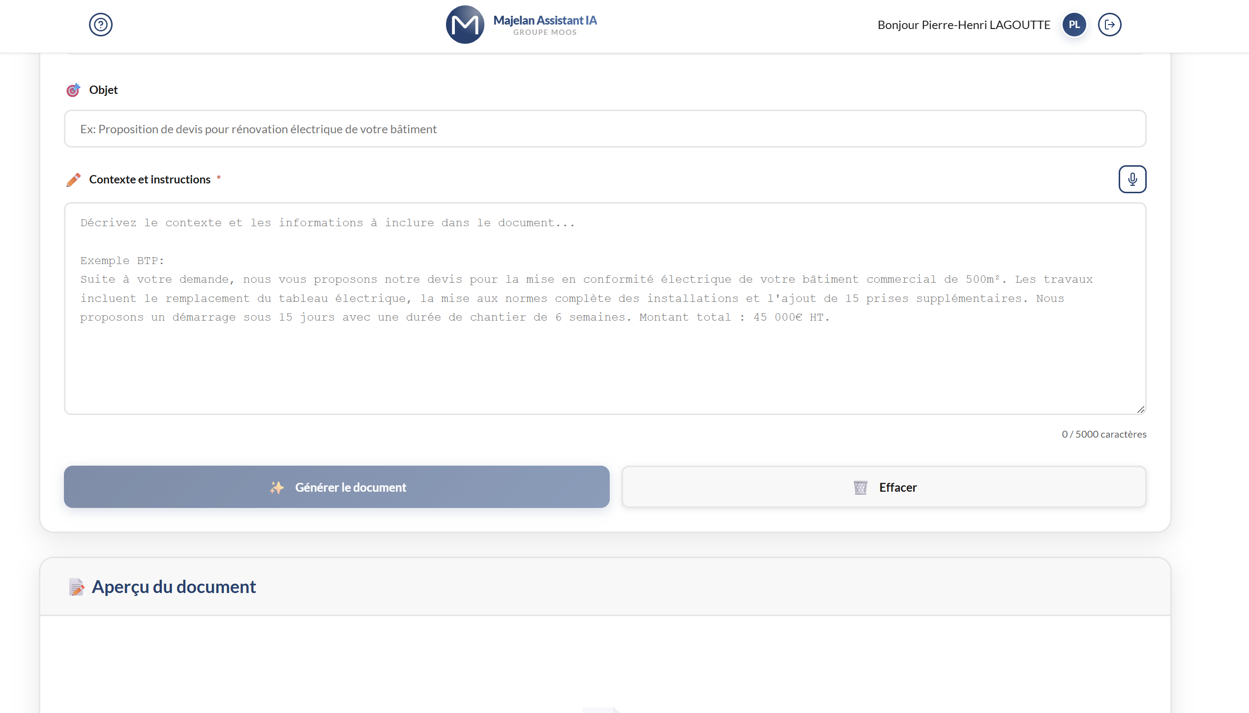 Assistant administratif de génération de courrier