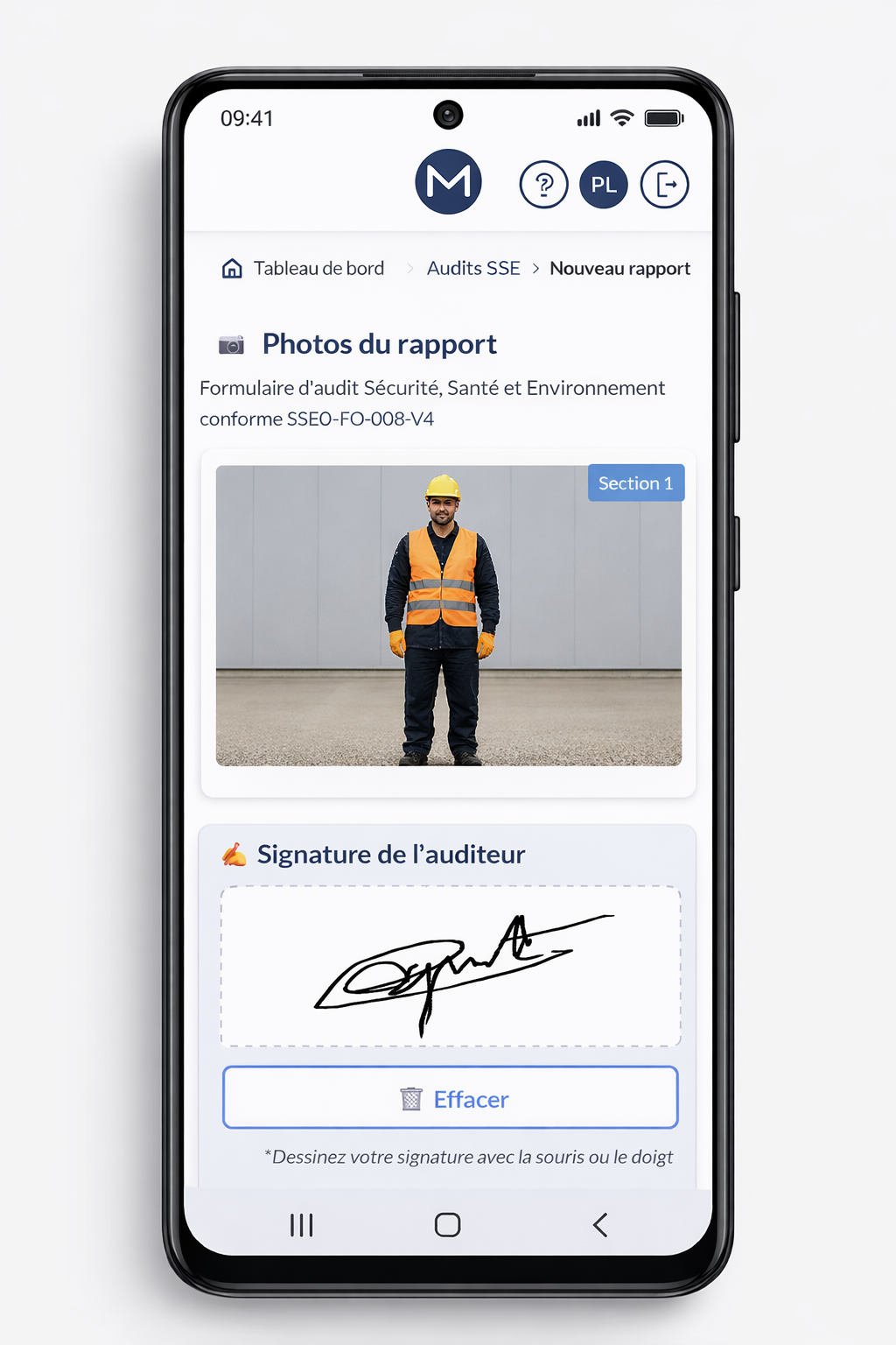 Nouvel audit SSE - photo et signature