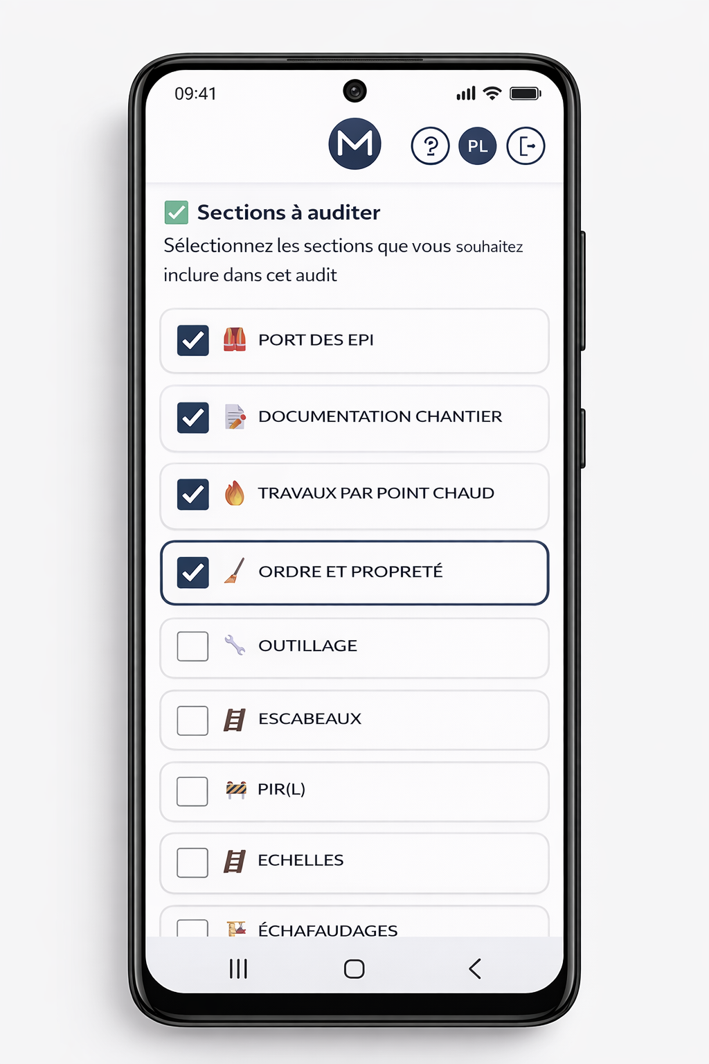Nouvel audit SSE - sections à auditer