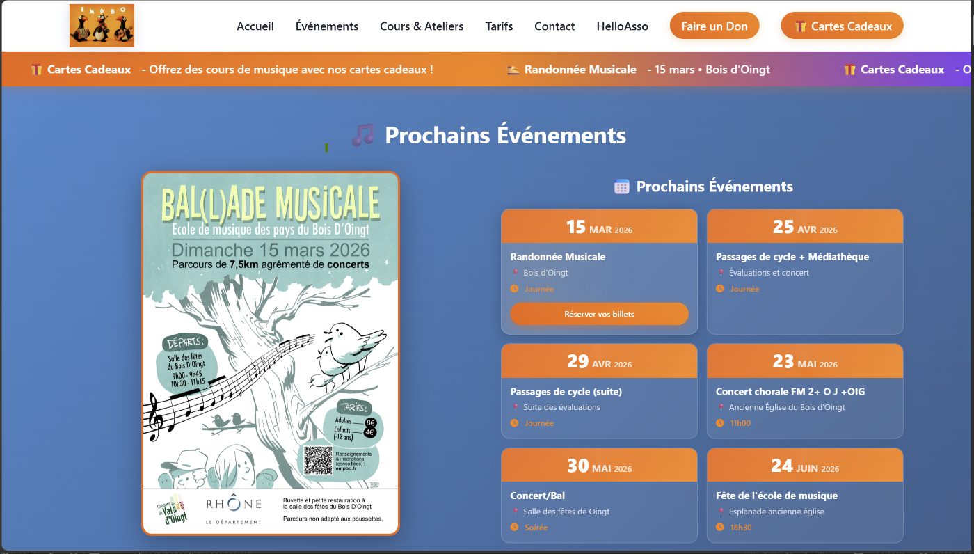 Site web EMPBO - École de Musique