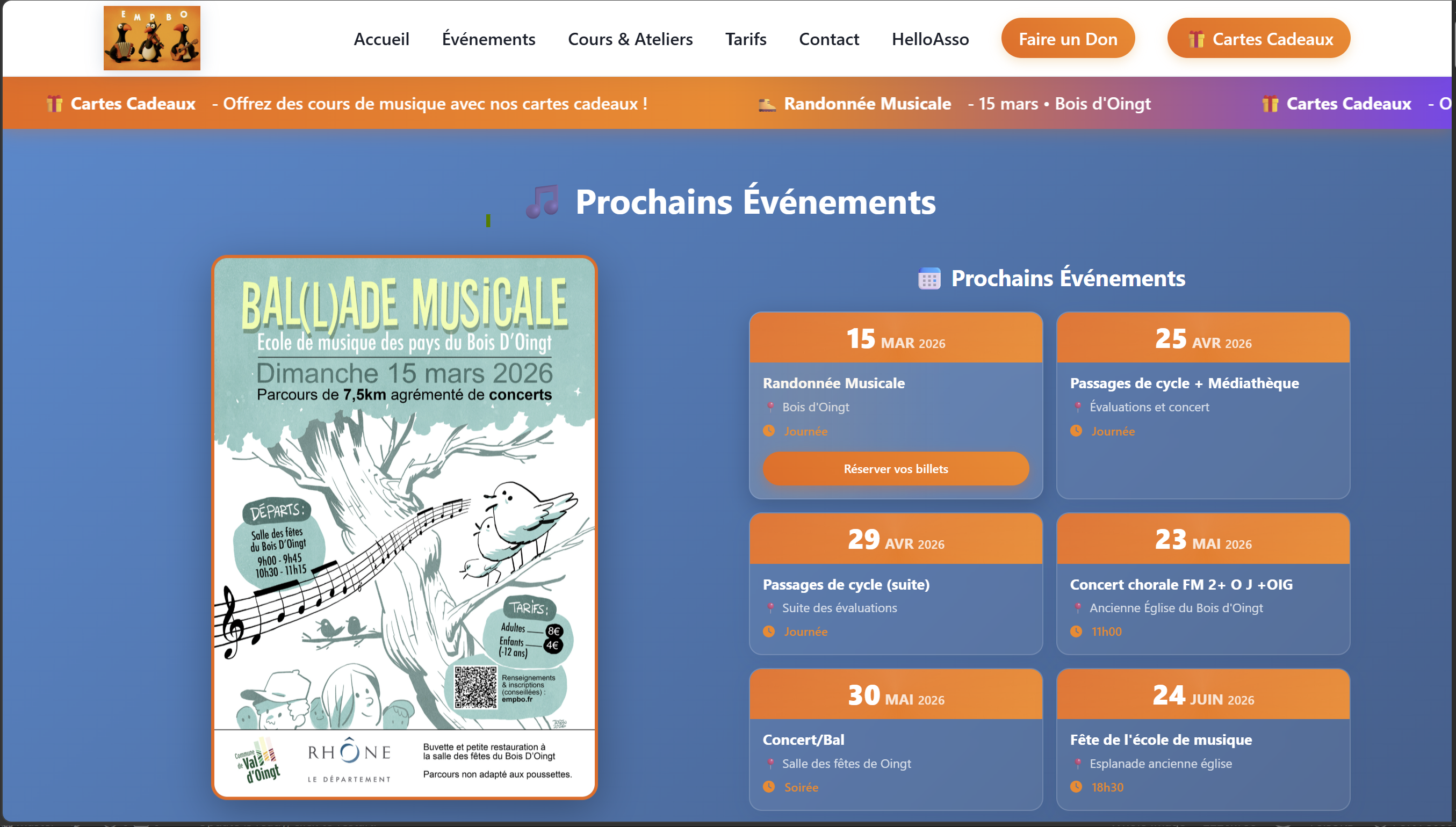 Site web EMPBO - École de Musique